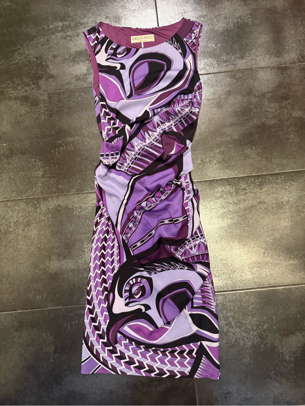 Emilio Pucci Purple & Black Graphic Print One-Piece Swim Cover